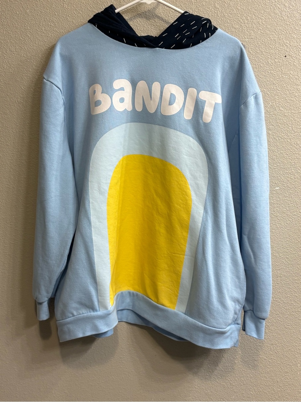 Bluey Bandit Character Hoodie Adult XL Cosplay Fleece Pullover Blue